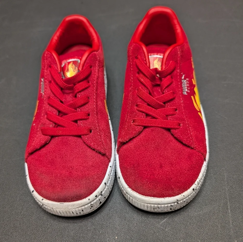 Puma High Risk Red AC INF Suede Paw‎ Patrol Flame Design Sneakers Kids Size 10C